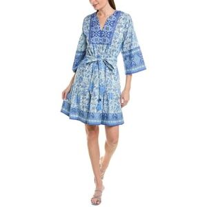 Bella Tu Yoke Mini Dress Blue Large